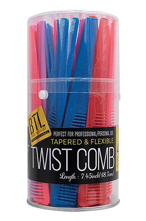 BTL Professional Twist Comb(color Ast)#BTLT08BLA(48pc)-Jar