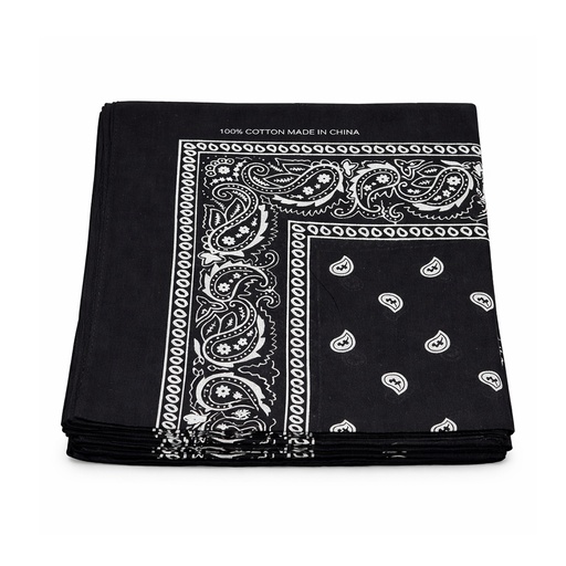 [MG91665] Bandanna 100% Cotton Paisley #91665 Black -dz