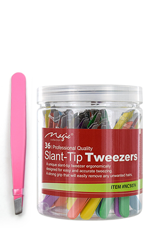[MC35074] Slant-Tip Tweezers(Color) (36pc/jar)#NC5074-jar