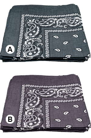 [MG91679] Bandanna 100% Cotton Paisley #91679 Gray -dz