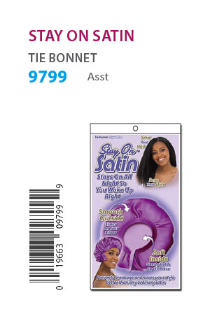 [STO09799] Stay on Satin Tie Bonnet [Asst] #9799 - dz