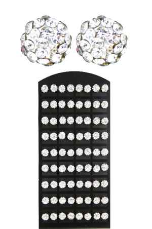 [MG31571] Stone Earring #3157 new (Shamballa Stone -Silver) - 72pcs/pk