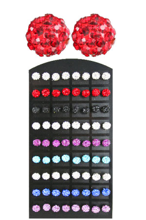 [MG31585] Stone Earring #3158 (Round Shamballa Mix) - 72pcs/pk