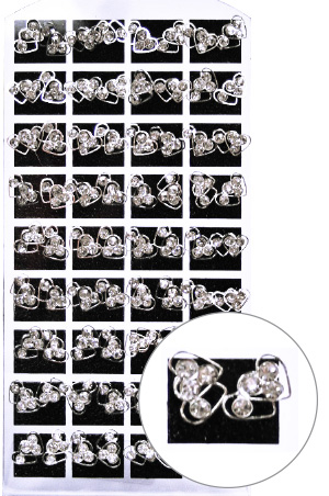 [MG01625] Stone Earring (Hearts Clear) #0162