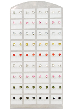 [MG54794] Stone Earring (Round Mix - 3mm) #1547Mix