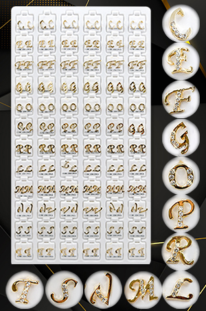 [MG99913] Stone Earring 72pair  Initials Gold#99913-pk