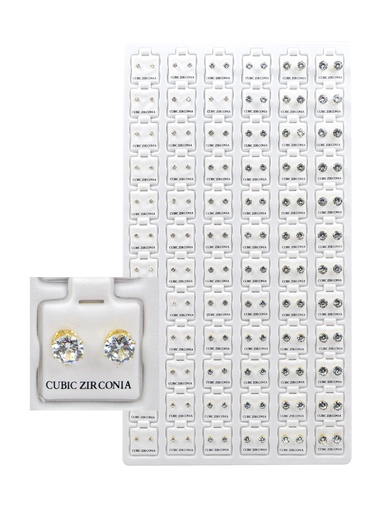 [MG99918] Stone Earring [Round Gold] 72pair #CZE99918 -pk