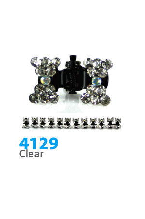 [MG94129] Stone Hair Clip (12 clips) #4129 Clear Bow -Strip
