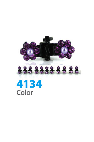 [MG94134] Stone Hair Clip (12 clips) #4134 Purple Flower - Strip