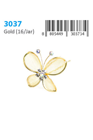 [MG30373] Stone Hair Pin (12/jar) #3037 Gold - jar
