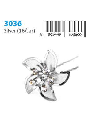 [MG30366] Stone Hair Pin (16/jar) #3036 Silver - jar