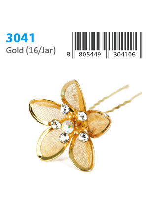 [MG30410] Stone Hair Pin (16/jar) #3041 Gold - jar