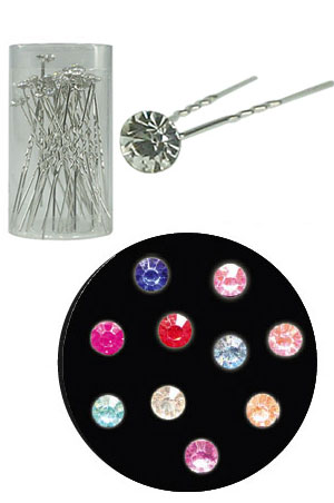 [MG26611] Stone Hair Pin (20/jar) #2661 Color- jar (Round Stone)