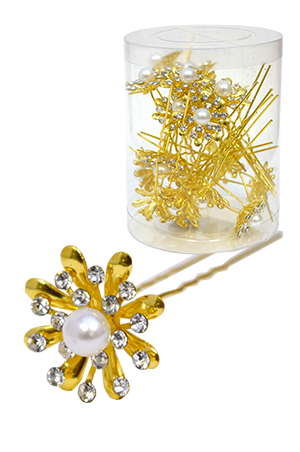 [MG96732] SStone Hair Pin (20/jar) #6732 Gold - jar