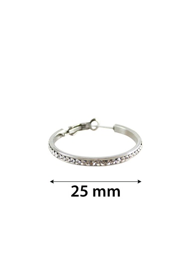 [MG35477] Stone Hoop Earring 2.5 #3547 Silver Clear 2.5 -pair