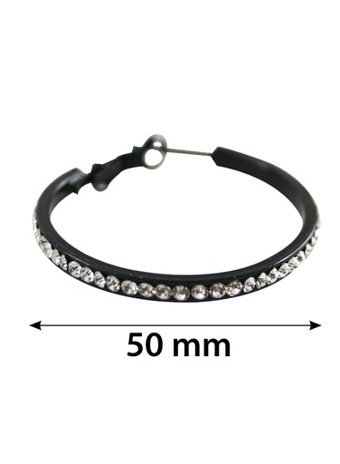 Stone Hoop Earring 5.0 #3225 Black Clear 5.0 -pair