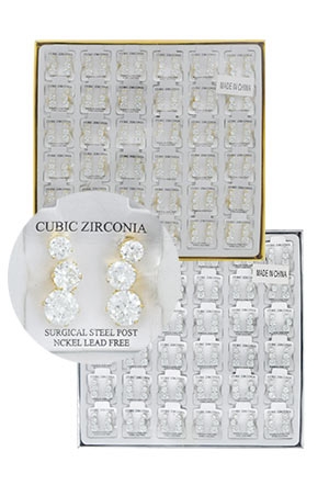 [MG75824] Stone earring 36pc Gold & Sliver #7582