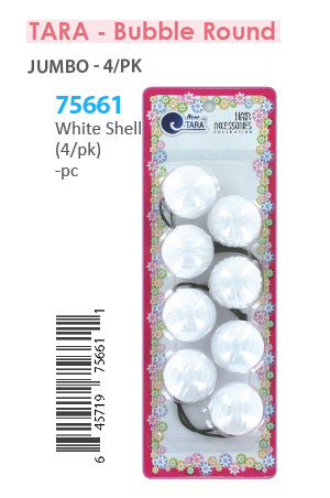 [TAR75661] Tara Bubble Round #75661 White Shell [Jumbo 4/pk] -pc