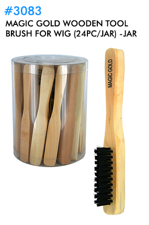 [MG93083] #3083 Magic Gold Wooden Tool Brush for Wig  (24pc/jar) -jar