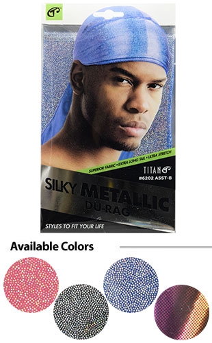 [TIC06202] Titan Silk Metallic DuRag  #6202-Asst-B-dz