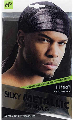 [TIC06203] Titan Silk Metallic DuRag  #6203-Black-dz