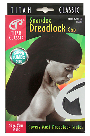 [TIC22146] Titan Spandex Dreadlock Cap Super Jumbo #22146Black -dz