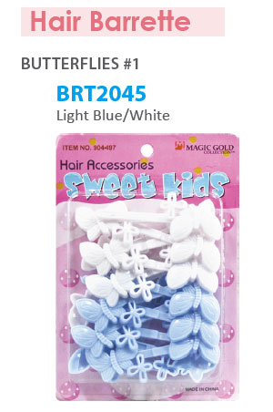 [MG92045] Barrette [Butterflies Light Blue/White] #BRT2045 -pc