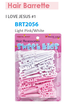 [MG92056] Barrette [I Love Jesus Light Pink/White] #BRT2056 -pc