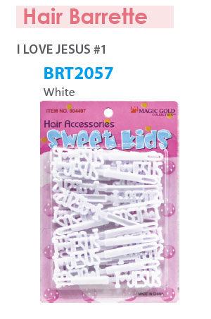 [MG92057] Barrette [I Love Jesus White] #BRT2057 -pc