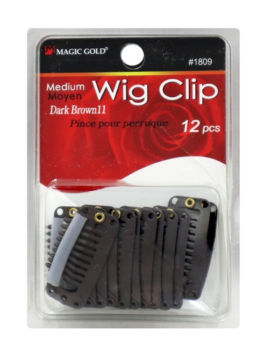 Magic Gold Wig Clip (Medium) #Dark Brown 2 [12 pcs/card] #1809 -pc