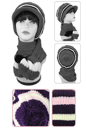 [MG34500] Winter Hat & Scarf #3450 Purple - pc