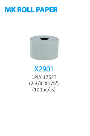 X2901 MK Roll Paper 1PLY 175FT(2 3/4" x175') 100pc/cs -pc