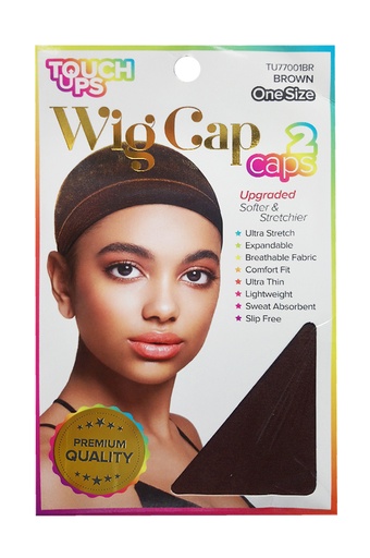 [TOU12509] Touch Ups Wig Cap 2pc -Brown #TU77001BR - dz