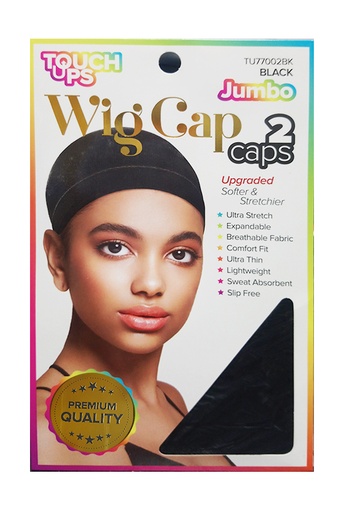 [TOU12512] Touch Ups Wig Cap 2pc-Black(Jumbo) #TU77002BK - dz
