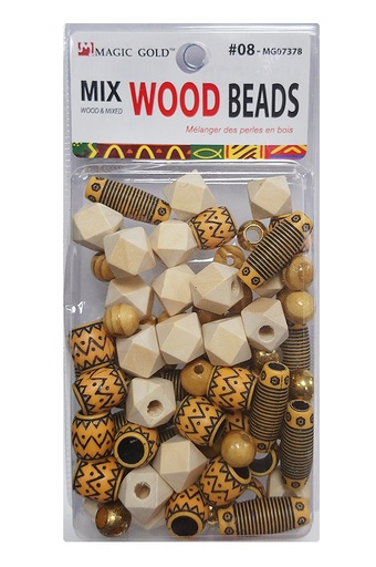 [MG07378] Magic Gold Mix Wood Beads #MG07378 - pc