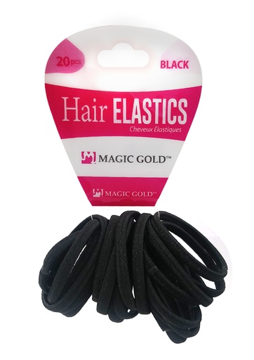 [MG97499B] Magic Gold Hair Elastics Band - Black #97499 (20pc/pk) -dz