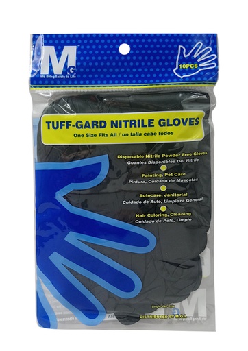 [TUF70619] Tuff-Gard Nitrile Gloves - Powder Free (Black/10 pc) #43-10WN-BK-10 -pk