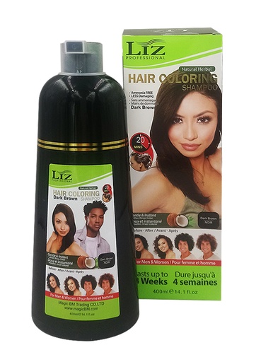 [LIZ00269] Liz Hair Coloring Shampoo - Dark Brown (400 ml) #49