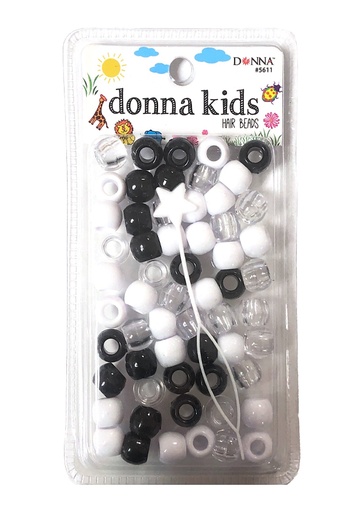 [DON05611] Donna Kids Medium Bead W/Beader #5611 BK/WT/CL Mixed - pc