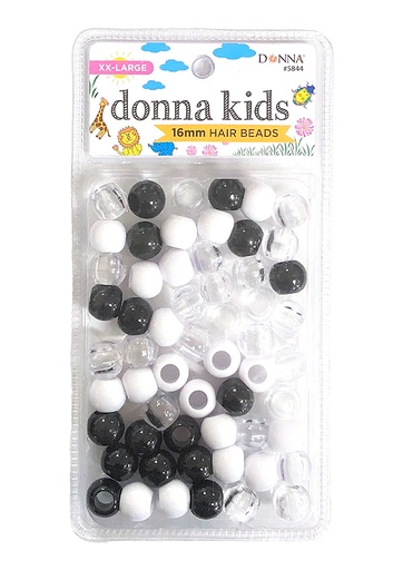 [DON05844] Donna Kids 16mm Hair Bead #5844 BK/WT/CL Mixed - pc