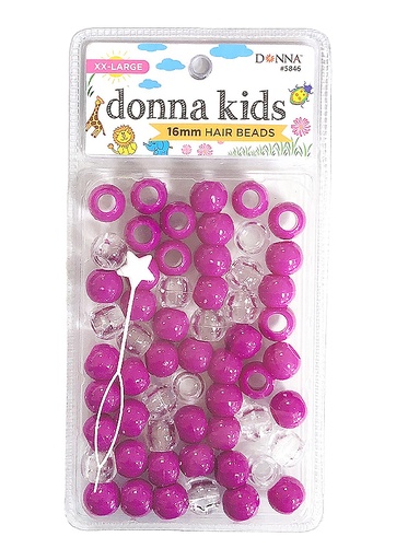 [DON05846] Donna Kids 16mm Hair Bead #5846 Purple/CL Mixed - pc