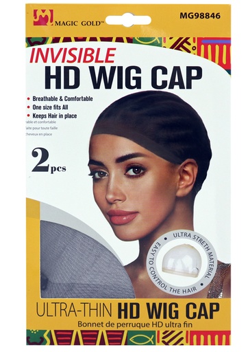 [MG98846] Magic Gold Invisible HD Wig Cap #MG98846 Black (2 pc/pk) -dz