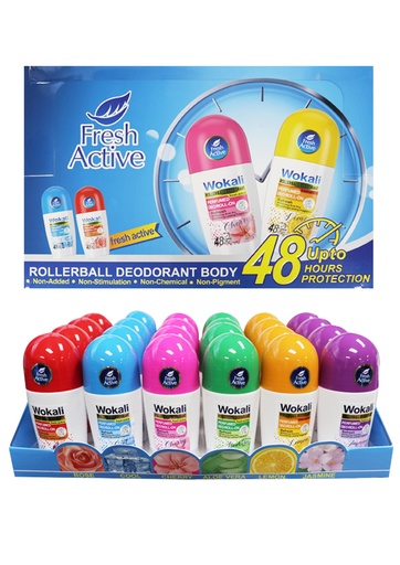 [WOK60105] WOKALI Perfumed Deoroll-On 24pc (80 ml/6 kinds x 4 ea) -Display