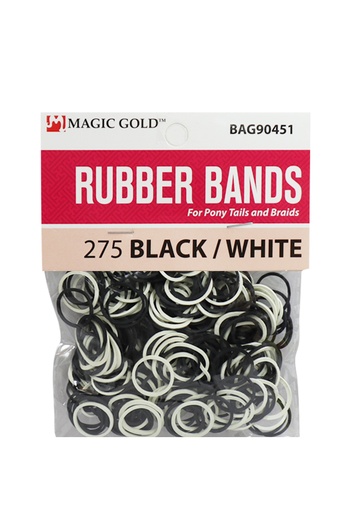 [MG04510] Magic Gold Rubber Bands 275 -Black/White #BAG90451(#RUB0451) -dz