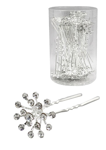 [MG93032B] Stone Hair Pin (20/jar) #3032B Silver -jar