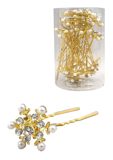 [MG07660] Stone Hair Pin (20/jar) #7660 Gold -jar