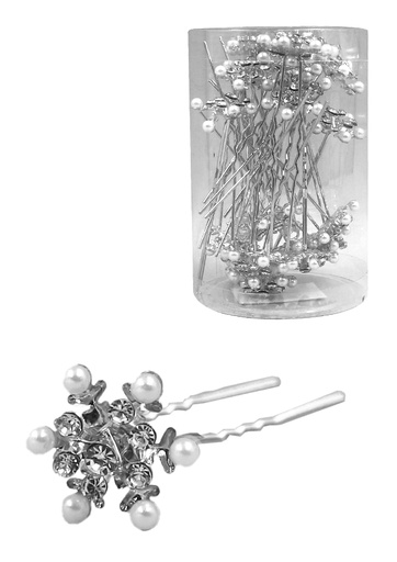 [MG07661] Stone Hair Pin (20/jar) #7661 Silver-jar