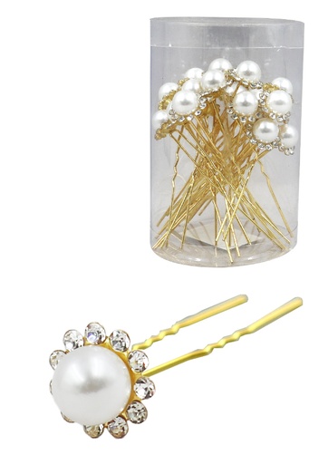 [MG076620] Stone Hair Pin (20/jar) #7662 Gold - jar