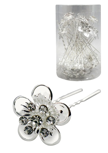 [MG07671] Stone Hair Pin (20/jar) #7671 Silver -jar