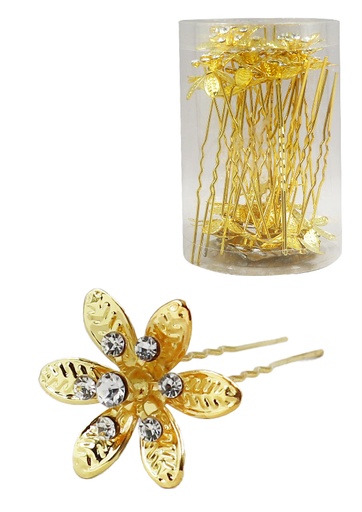 [MG07672] Stone Hair Pin (20/jar) #7672 Gold -jar